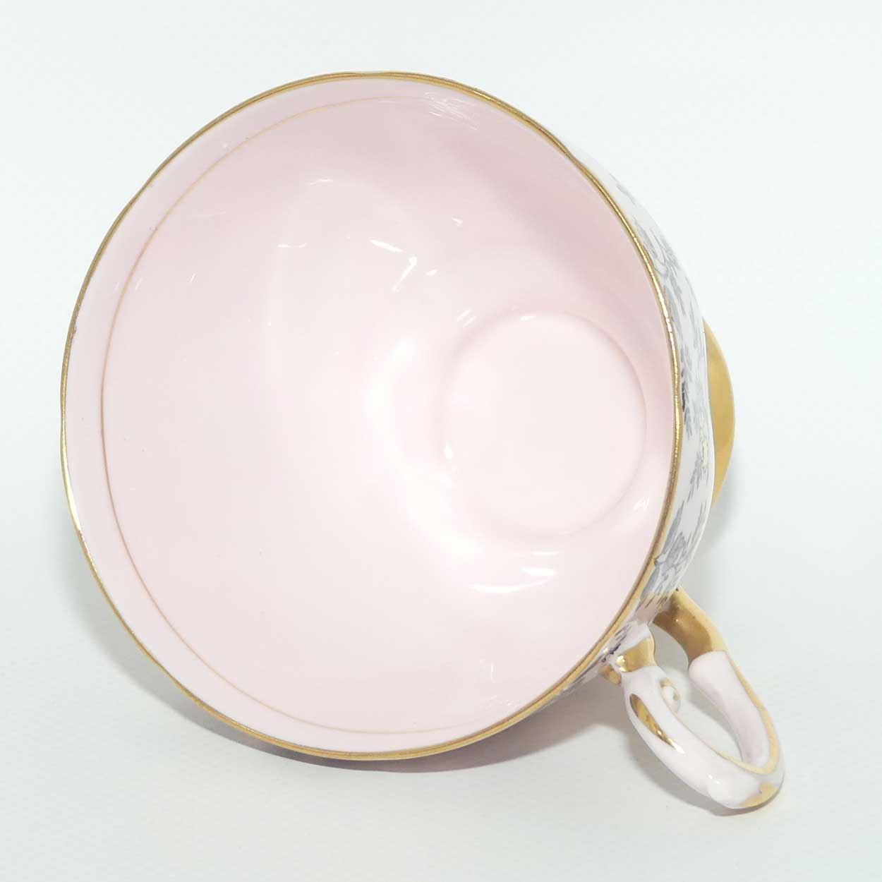 Tuscan Fine English Bone China Black and Gilt Floral trio