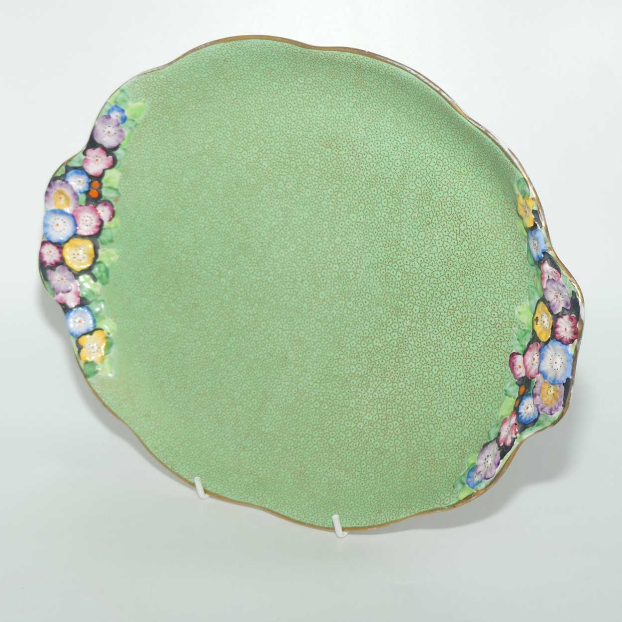 Tuscan China | Embossed Floral Dressing Table tray | Green and Gilt
