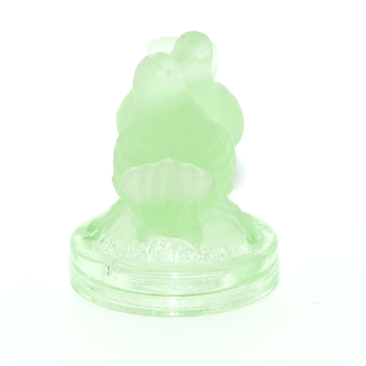 Frosted Green Glass Pair of Kissing Doves insert