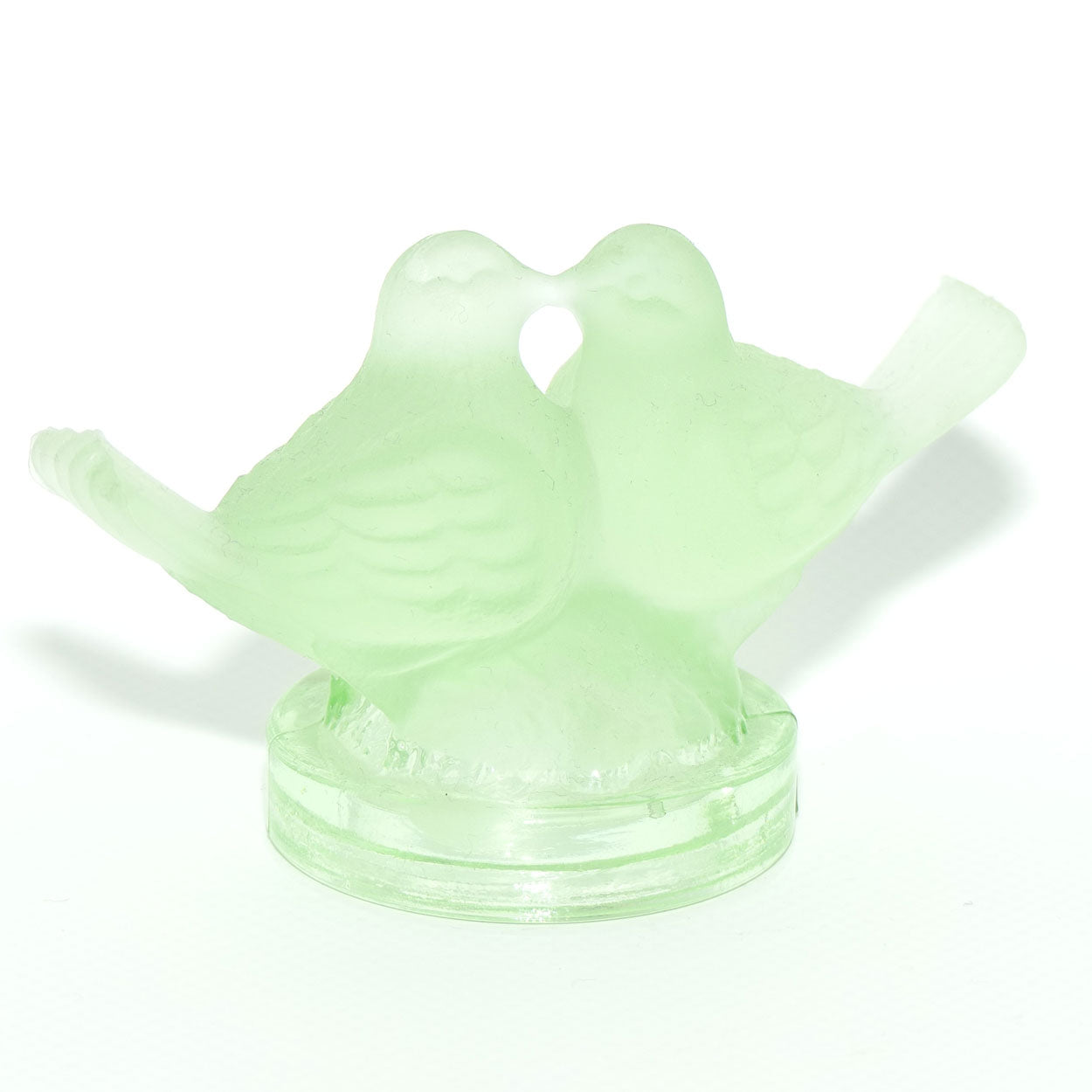 Frosted Green Glass Pair of Kissing Doves insert