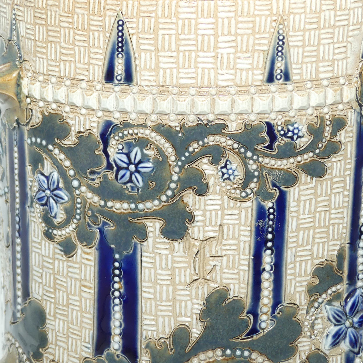 Doulton Lambeth George Tinworth stoneware triple handled loving cup tyg