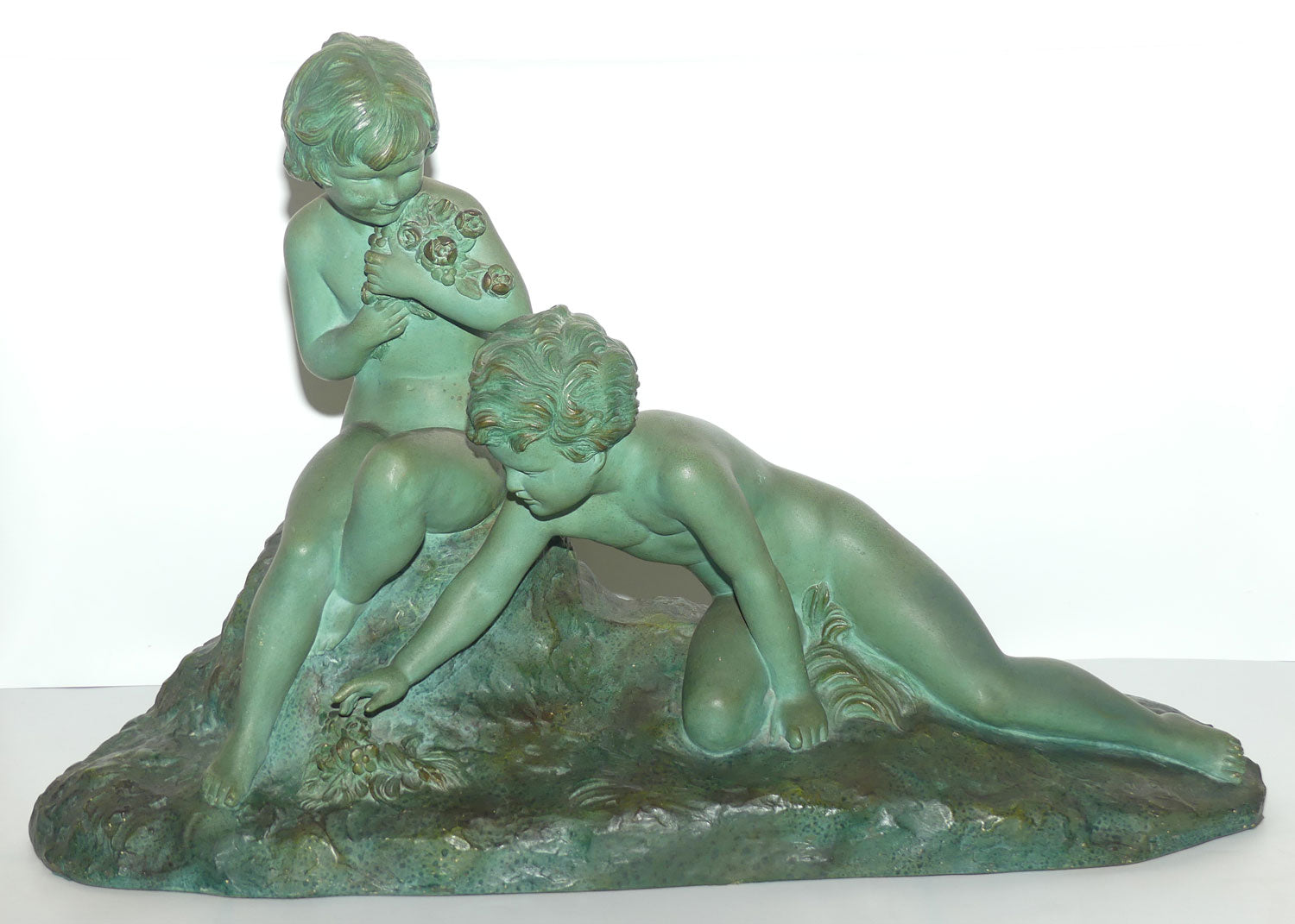 Art Deco Terracotta figure with Vertigris Copper finish by Ugo Cipriani