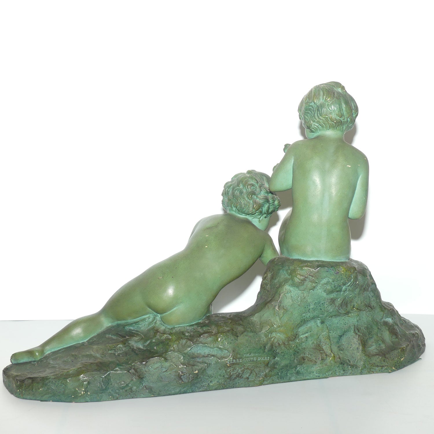 Art Deco Terracotta figure with Vertigris Copper finish by Ugo Cipriani