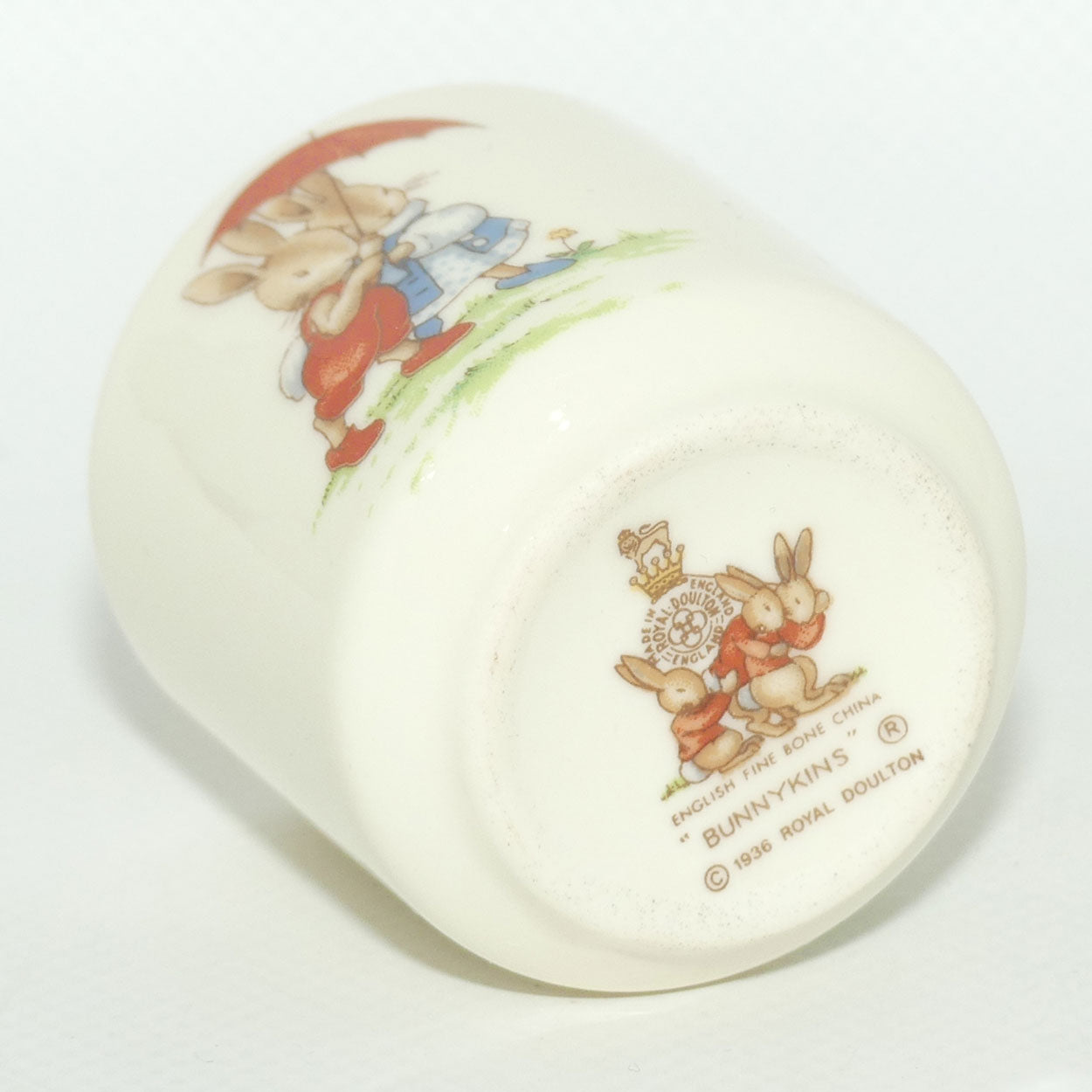 Royal Doulton Bunnykins egg cup | Sheltering under Umbrella | Hikers