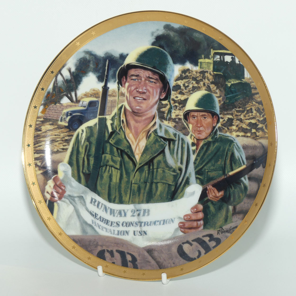 Franklin Mint Heirloom plate | John Wayne | Bravery under Fire + Cert