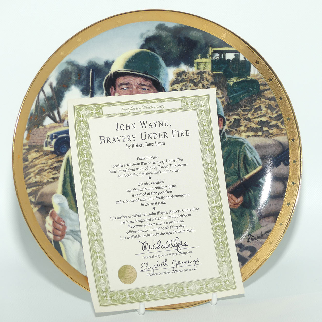 Franklin Mint Heirloom plate | John Wayne | Bravery under Fire + Cert