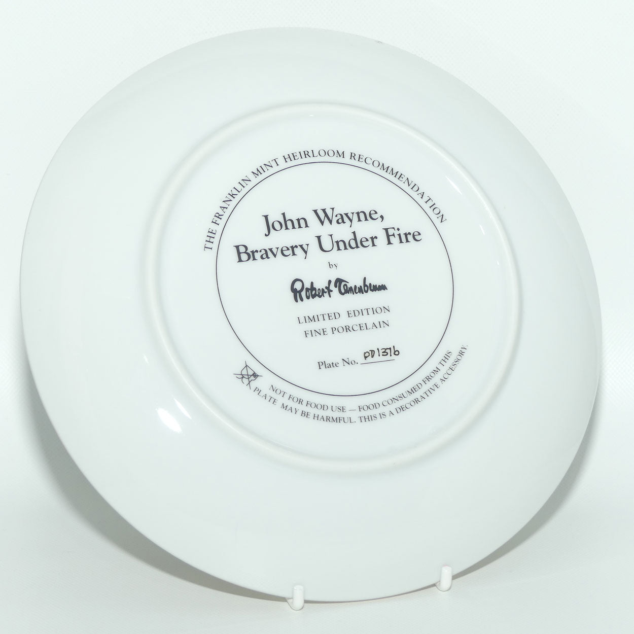 Franklin Mint Heirloom plate | John Wayne | Bravery under Fire + Cert