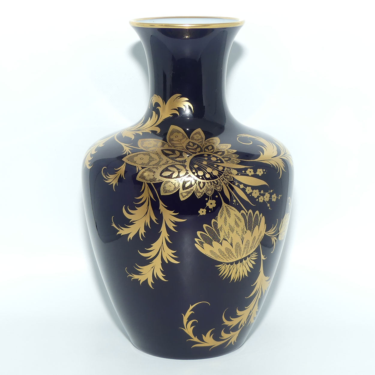 AK Kaiser West Germany floral vase | Undine Echt Scharffeuer Kobalt