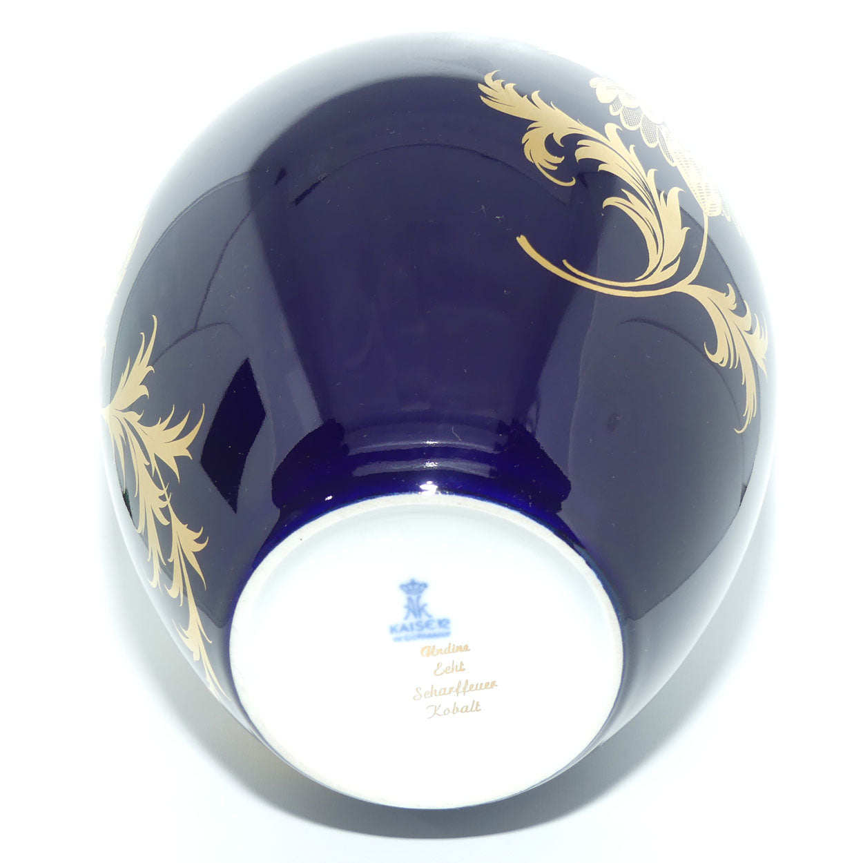 AK Kaiser West Germany ovoid floral vase | Undine Echt Scharffeuer Kobalt