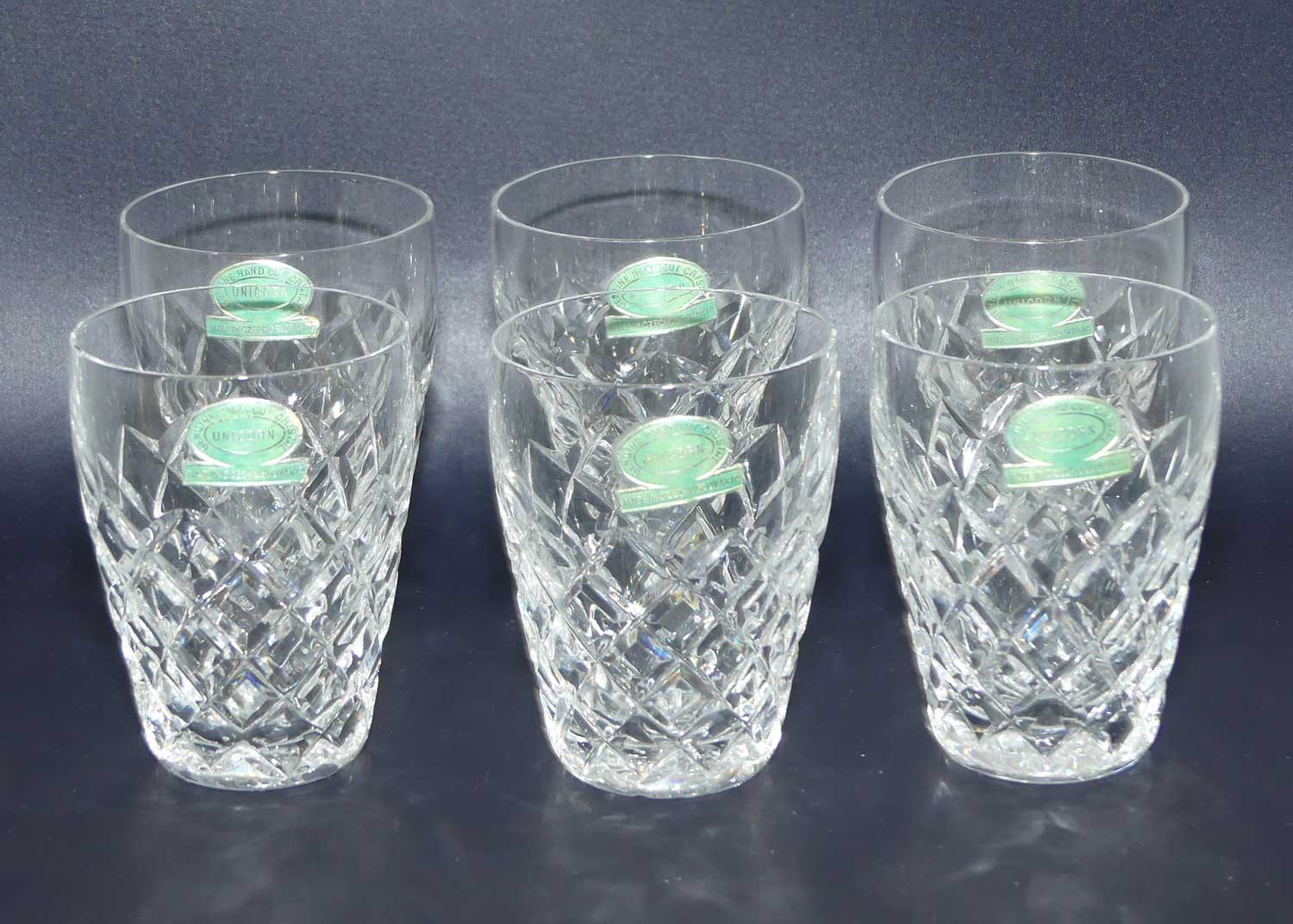 Set of 6 Unicorn brand Diamond Cut Crystal set of 6 small whisky glasses | 80ml