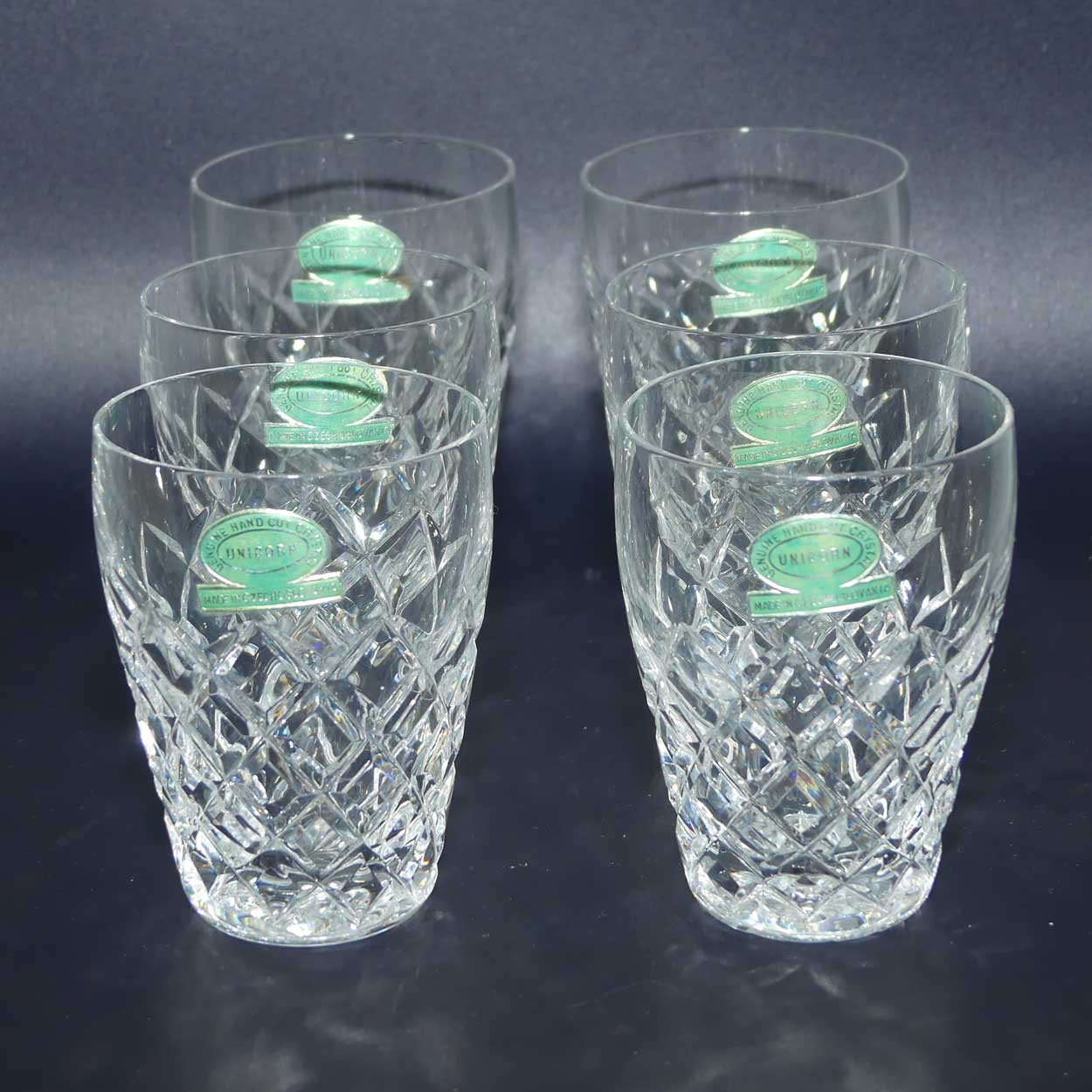 Set of 6 Unicorn brand Diamond Cut Crystal set of 6 small whisky glasses | 80ml