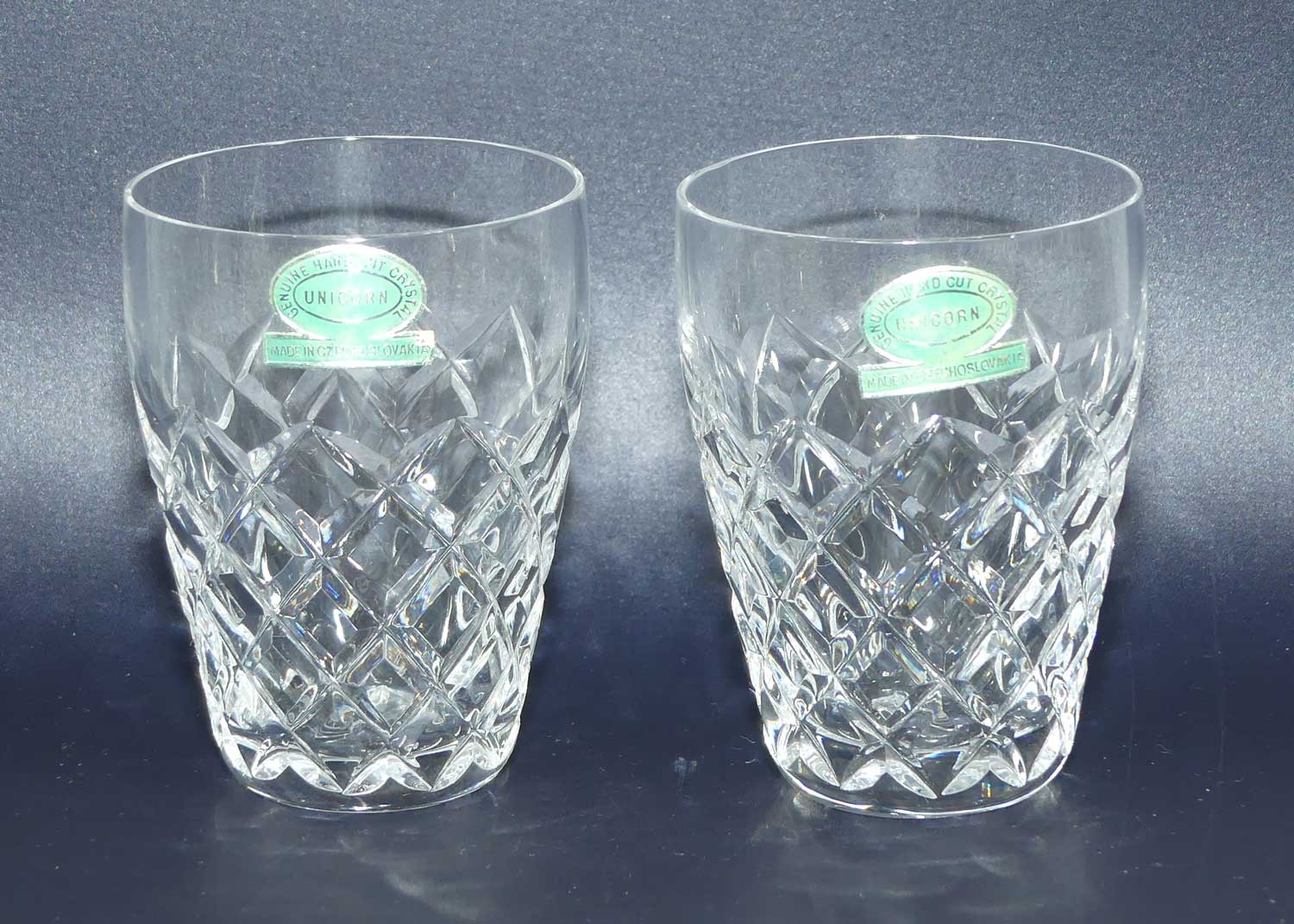Set of 6 Unicorn brand Diamond Cut Crystal set of 6 small whisky glasses | 80ml