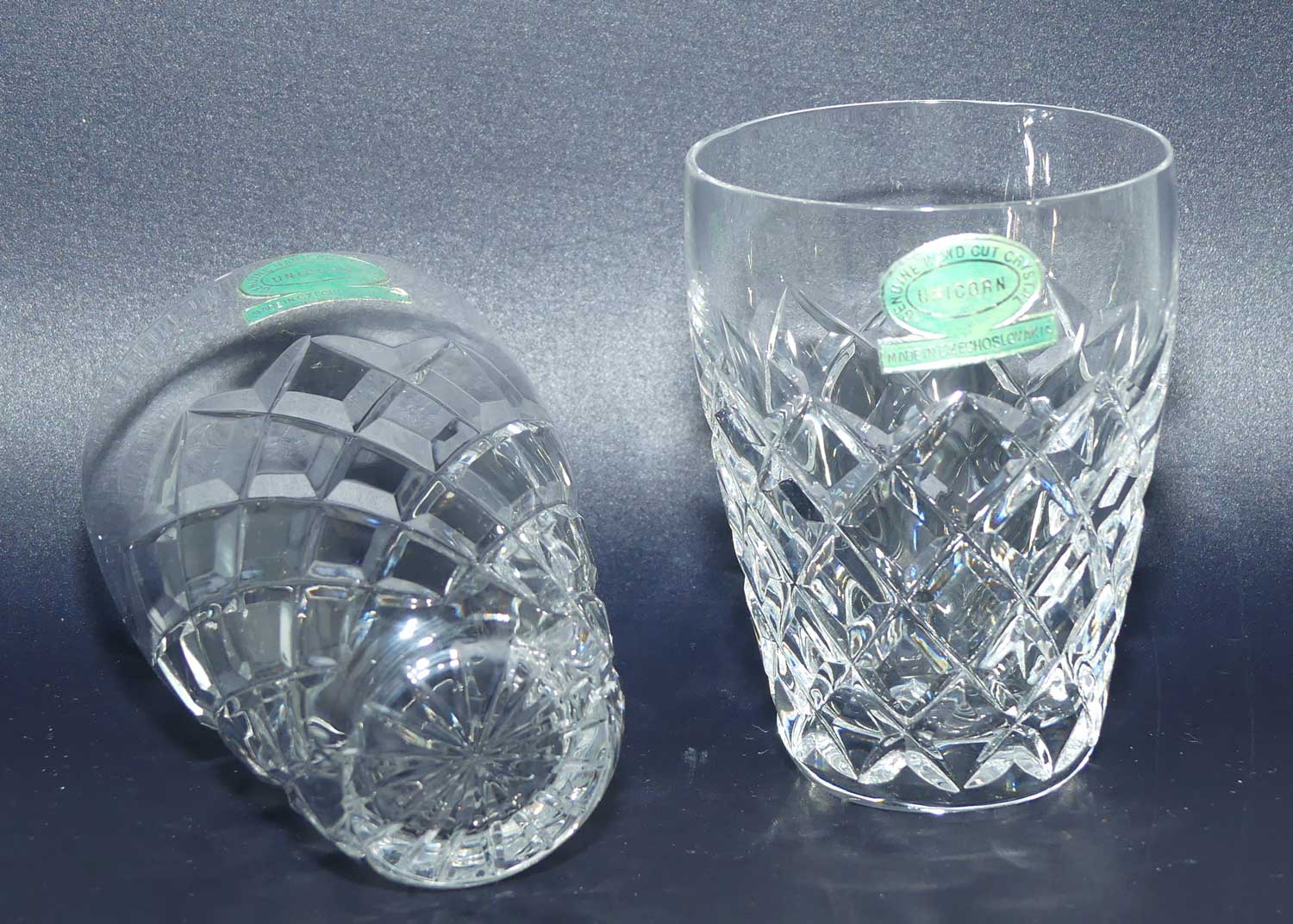 Set of 6 Unicorn brand Diamond Cut Crystal set of 6 small whisky glasses | 80ml