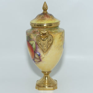 Coalport Hand Painted Fruit Urn #1 | Satyr Handles | signed N Lear