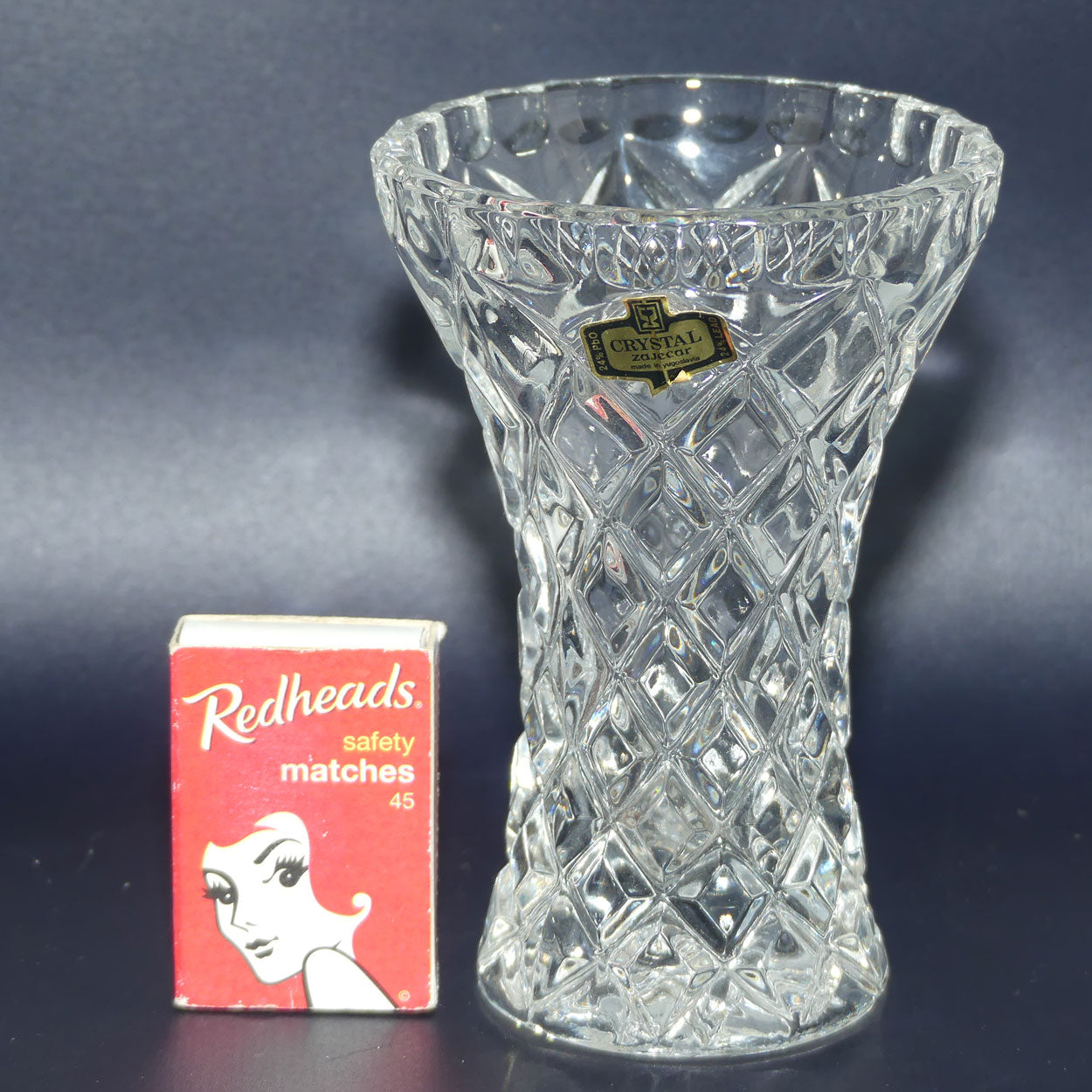 Small Diamond Cut Crystal vase | 12.5cms tall