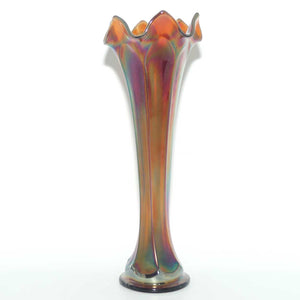 Dark Plum Marigold Carnival Glass vase | 24cm | possibly Fenton