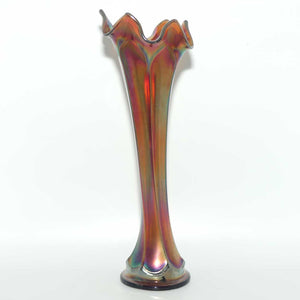 Dark Plum Marigold Carnival Glass vase | 24cm | possibly Fenton