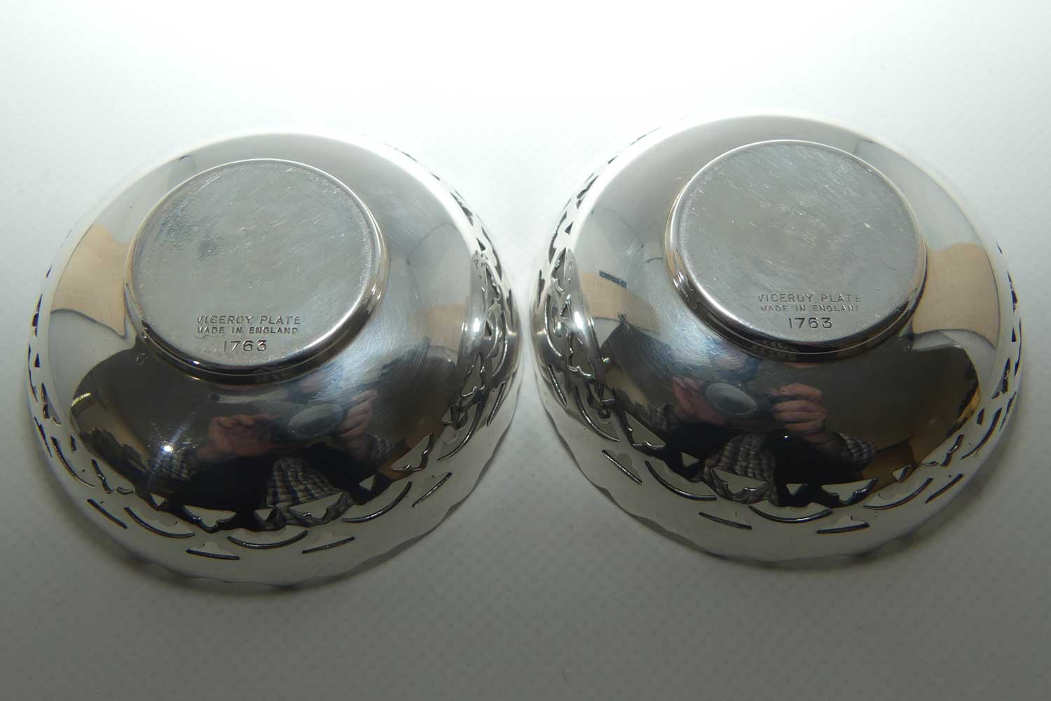Pair of Viceroy Plate | Silver Plate pierced gallery bowls