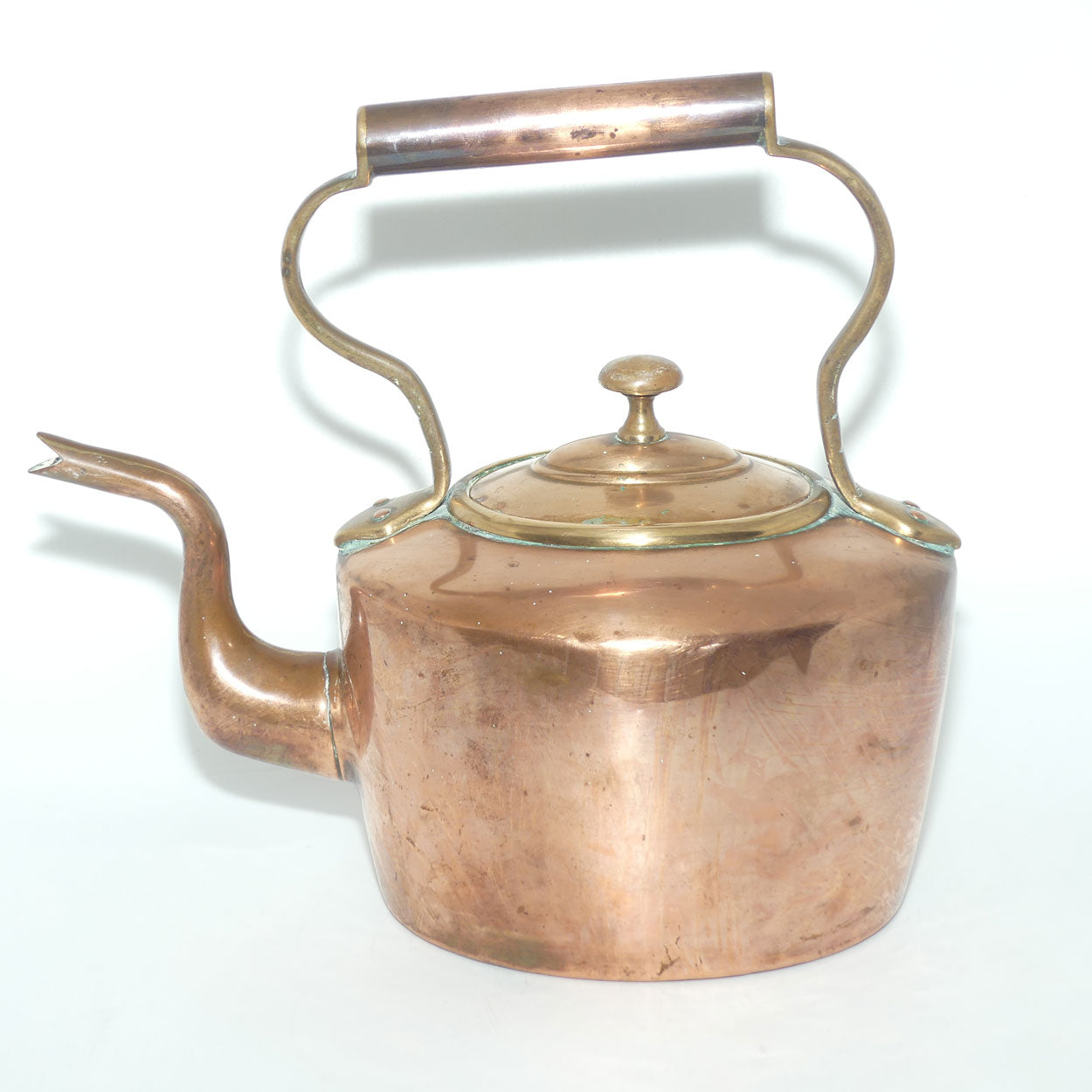 Victorian era Brass and Copper Kettle | marked JB to base
