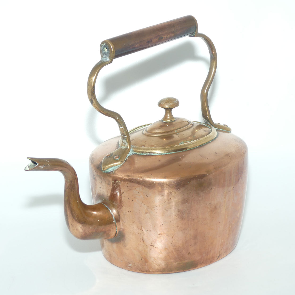 Victorian era Brass and Copper Kettle | marked JB to base