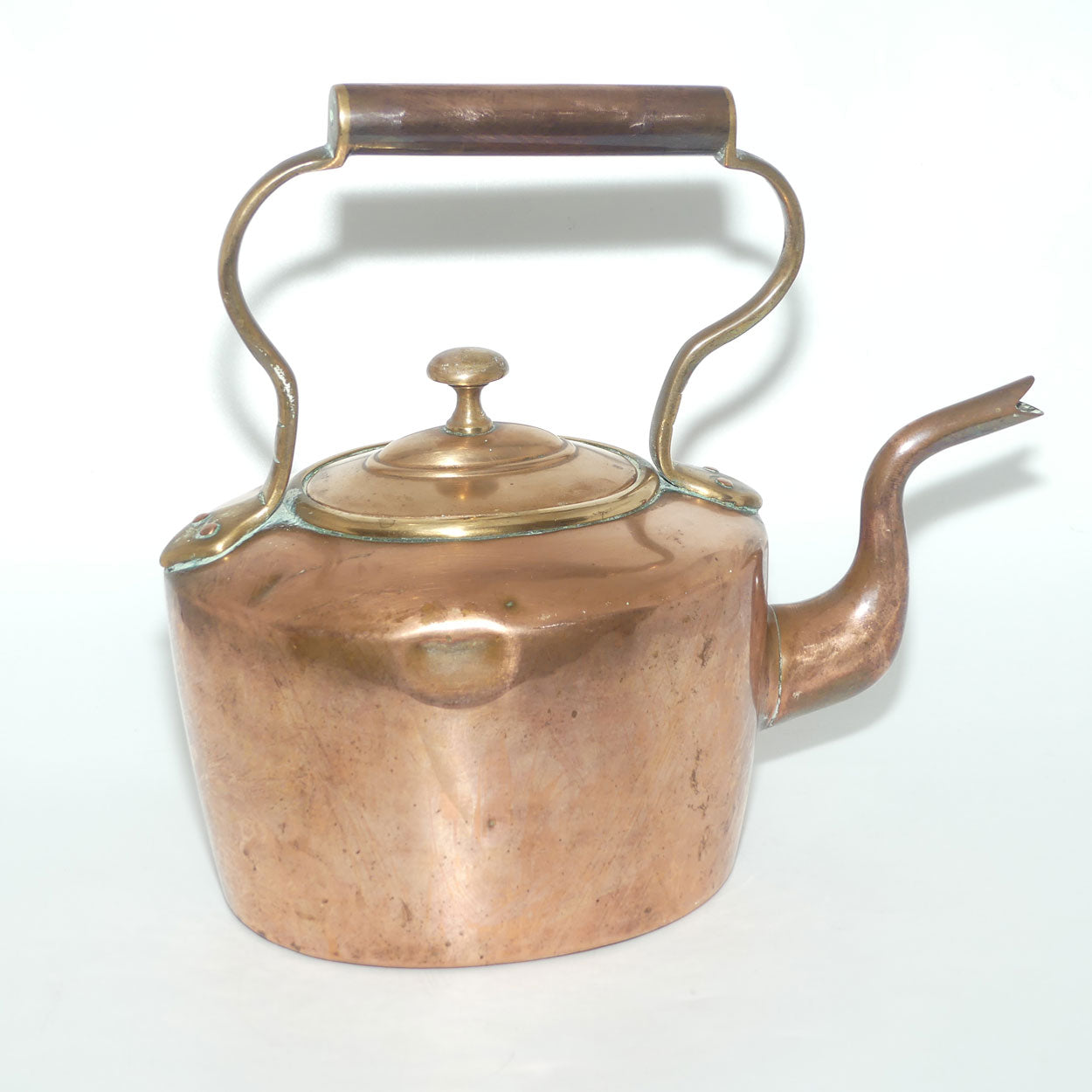 Victorian era Brass and Copper Kettle | marked JB to base