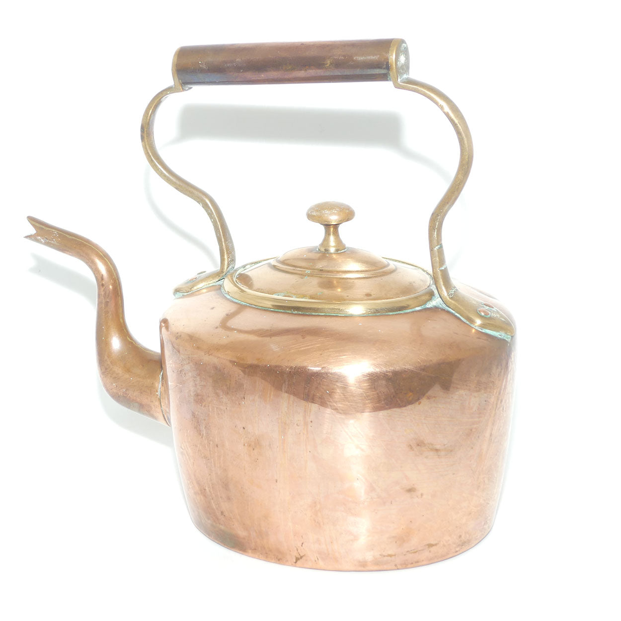Victorian era Brass and Copper Kettle | marked JB to base