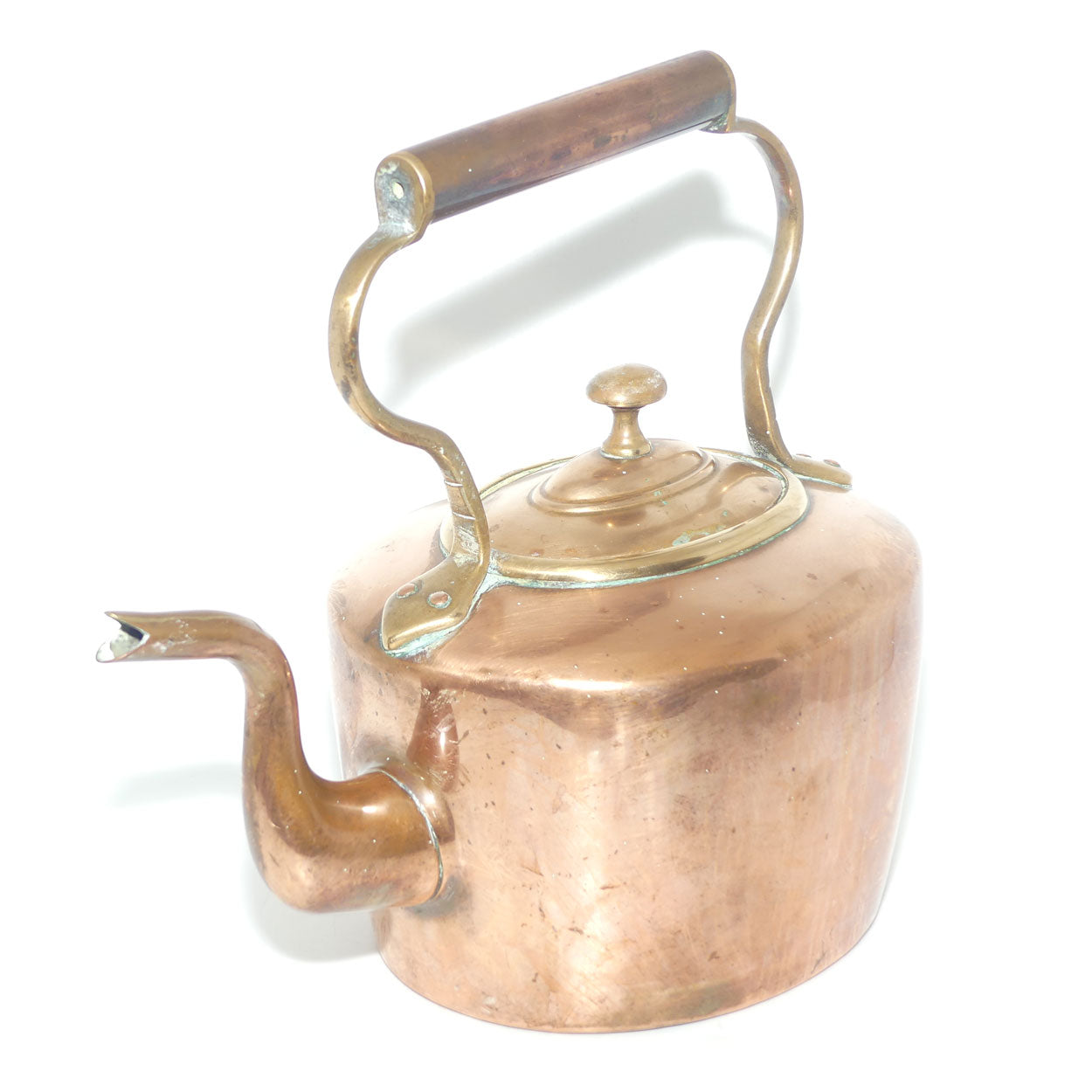 Victorian era Brass and Copper Kettle | marked JB to base