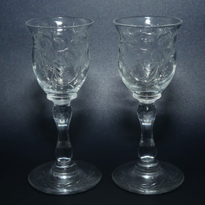 Victorian era Fine Floral Decorated Crystal set of 6 Liqueur glasses