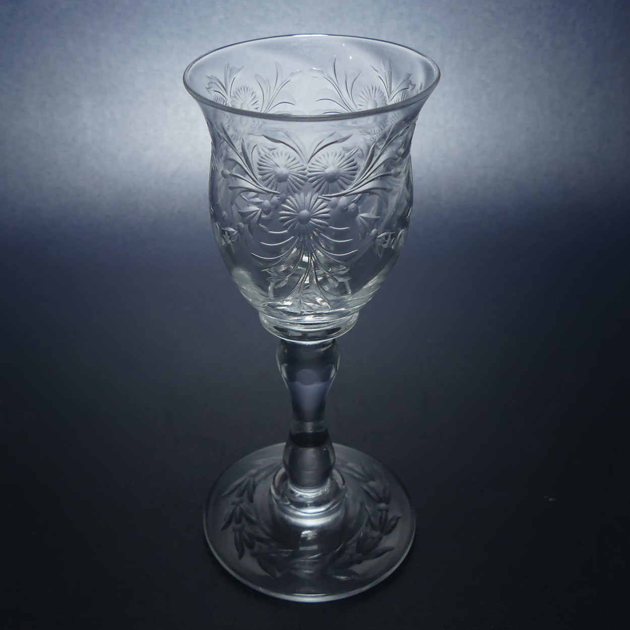 Victorian era Fine Floral Decorated Crystal set of 6 Liqueur glasses