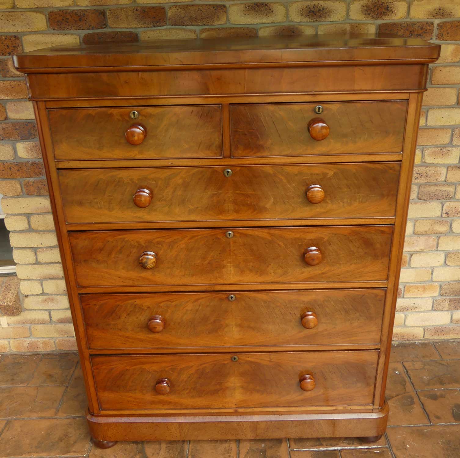 Victorian Mahogany tall boy chest of 6 drawers of larger proportions | c.1860