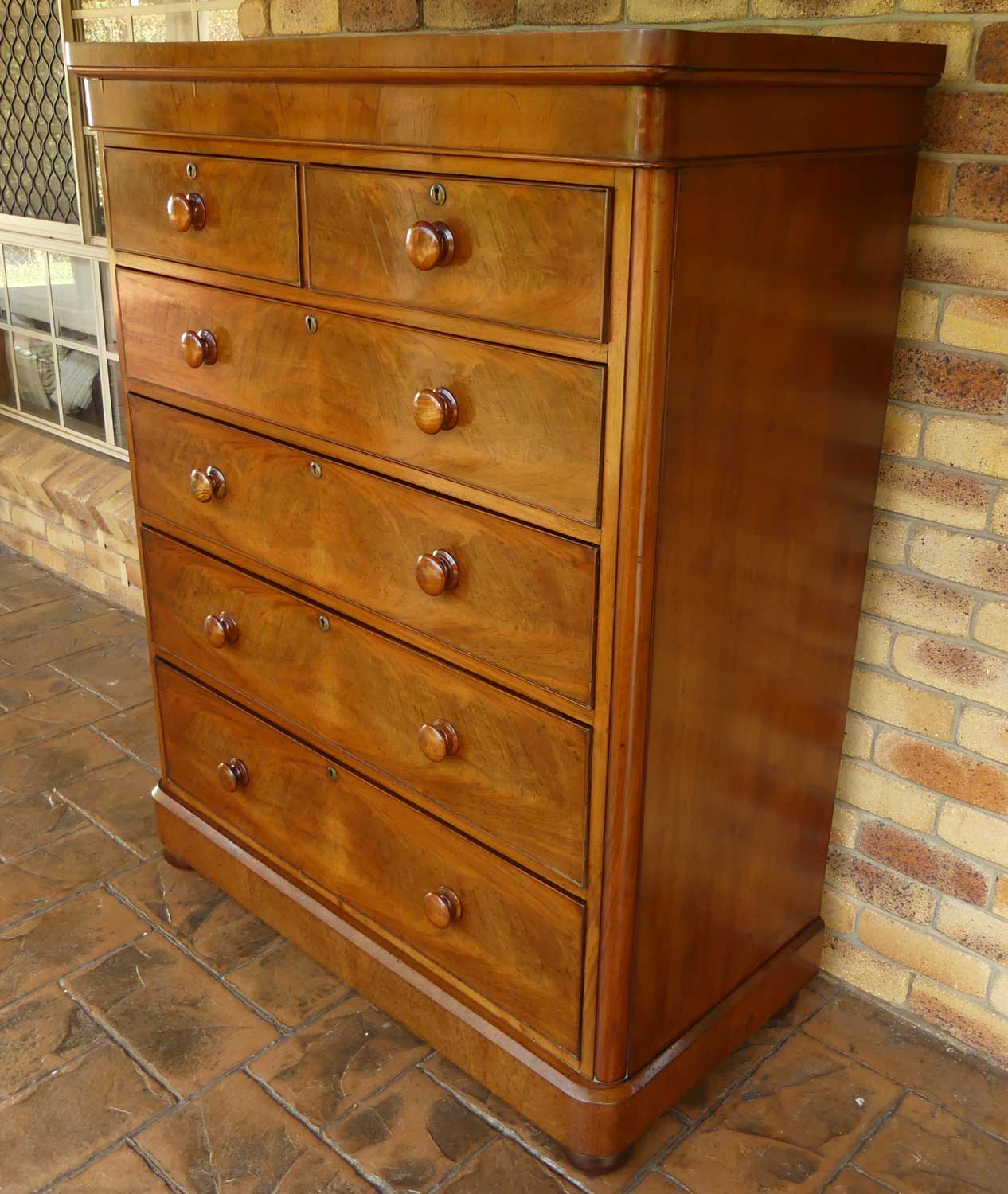 Victorian Mahogany tall boy chest of 6 drawers of larger proportions | c.1860