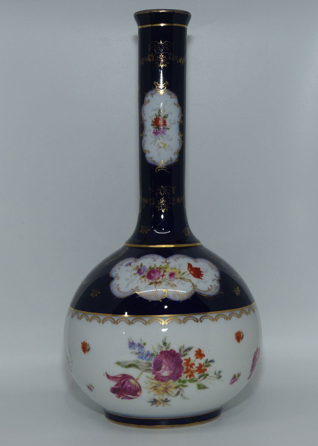 A Vignaud Limoges France tall floral decorated vase