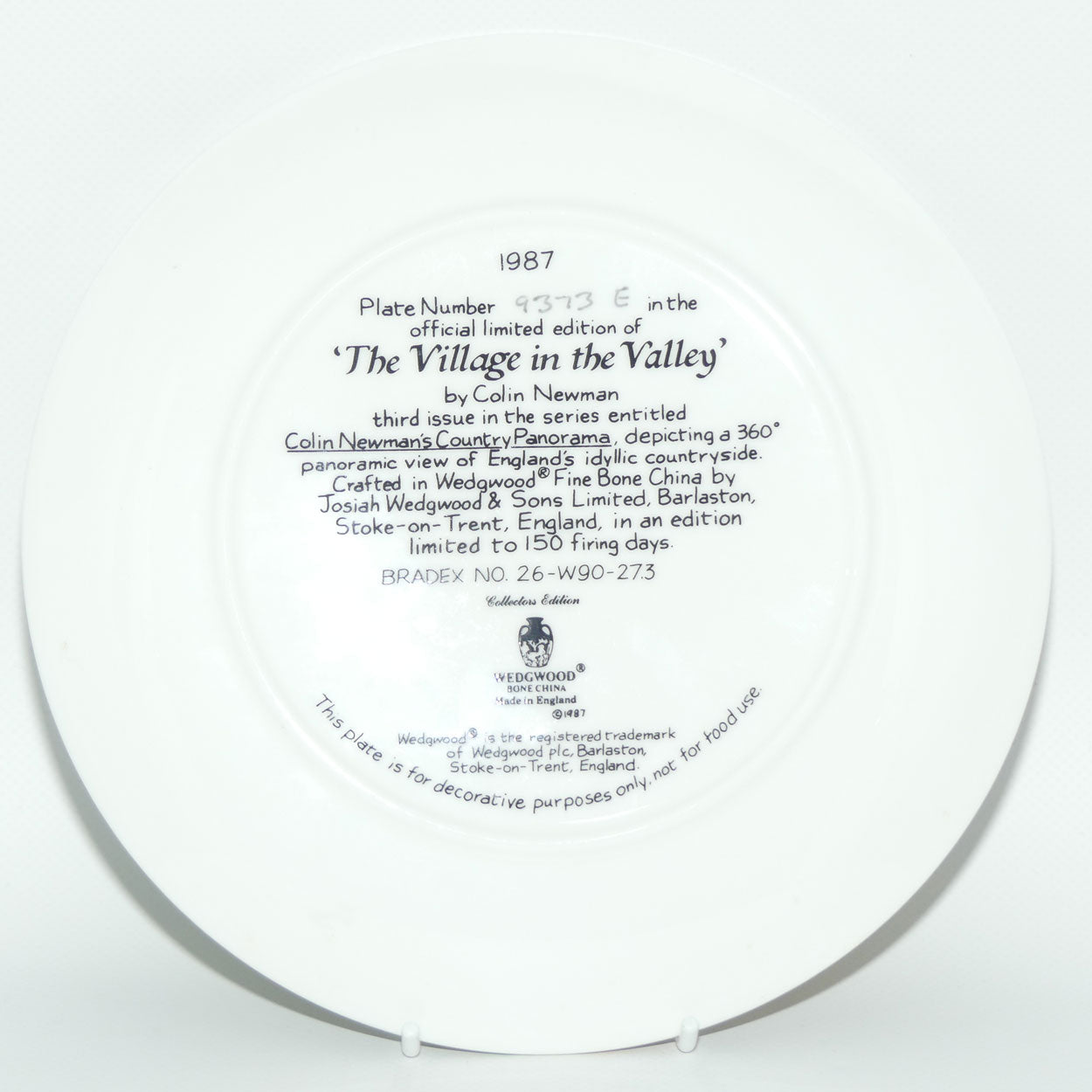 Wedgwood Colin Newman's Country Panorama plate #3 | Bradex 26 W90 27.3 | The Village in the Valley