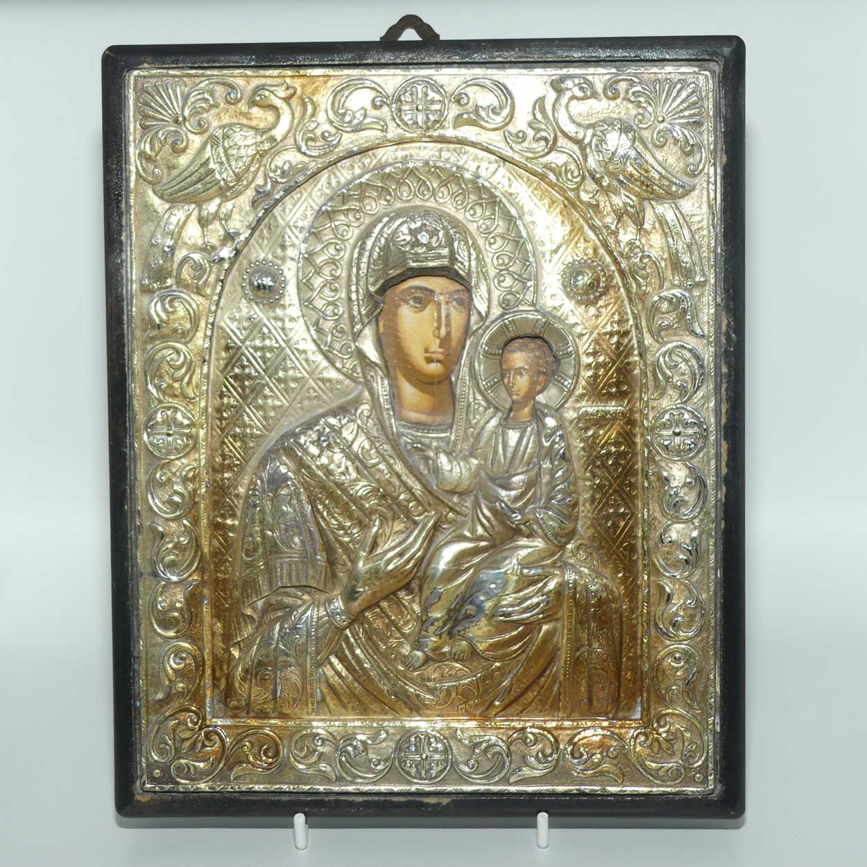 Early 20th Century to Vintage 950 Silver and Gilt Icon | Holy Virgin Mary