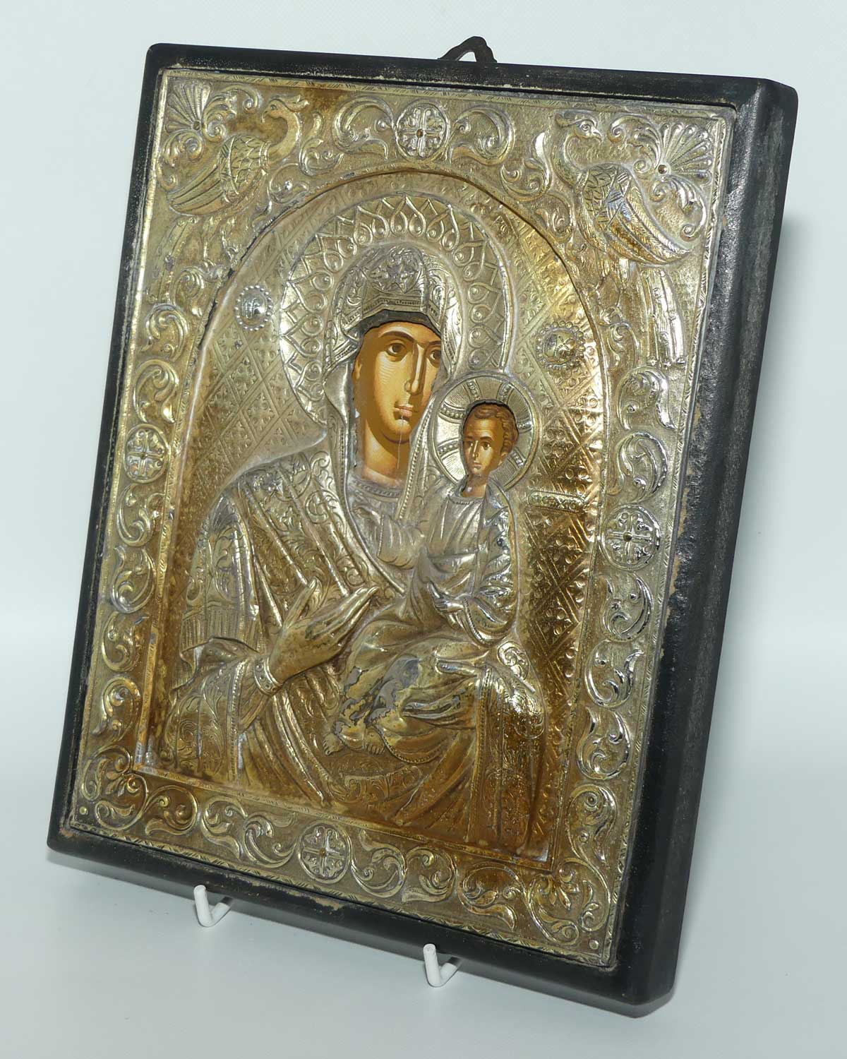 Early 20th Century to Vintage 950 Silver and Gilt Icon | Holy Virgin Mary