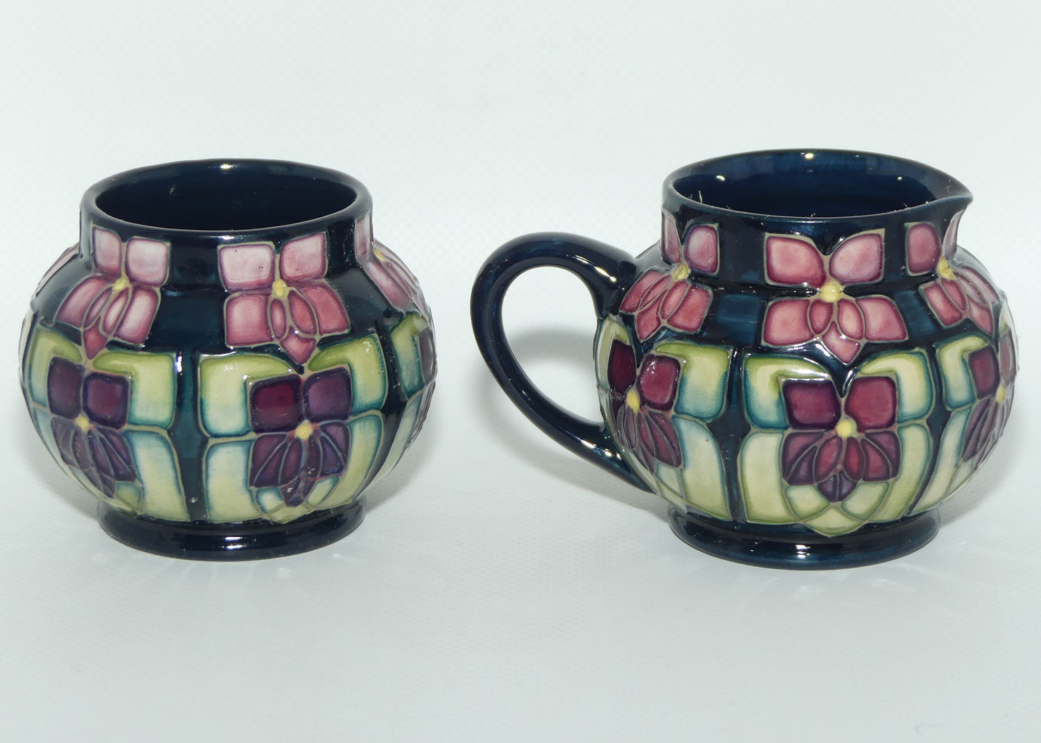 Moorcroft Stylised Violets milk and sugar | Sally Tuffin
