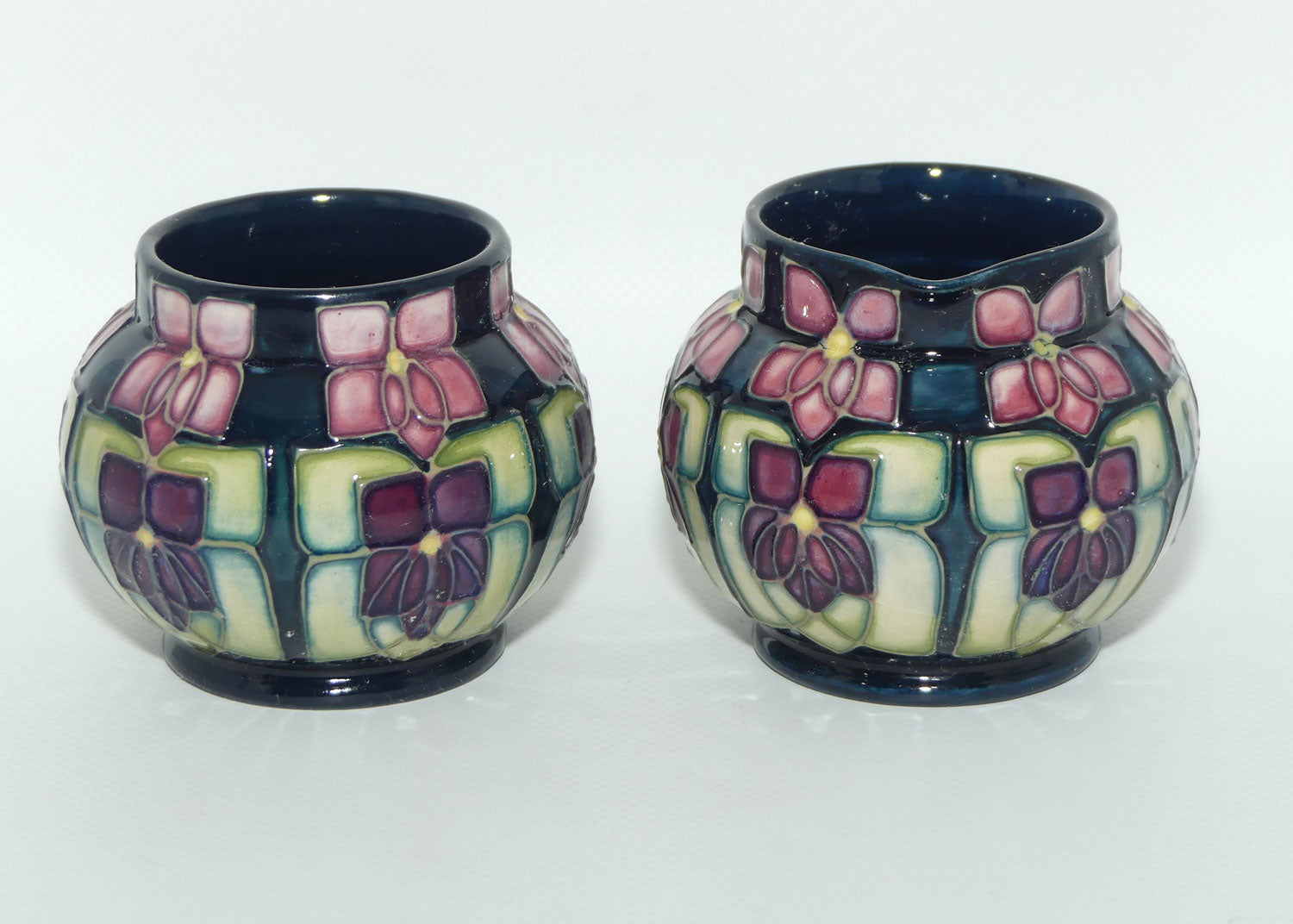 Moorcroft Stylised Violets milk and sugar | Sally Tuffin
