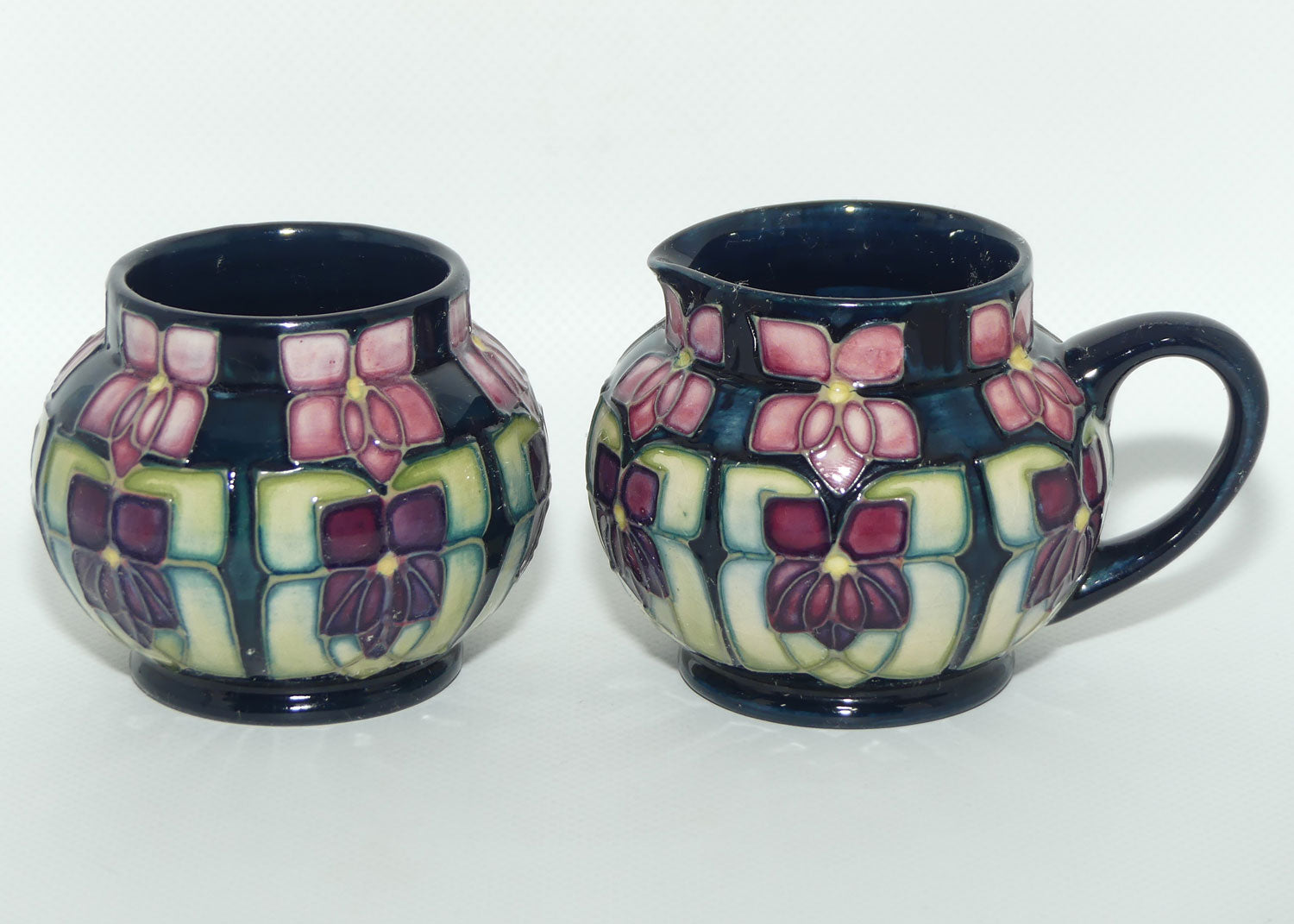 Moorcroft Stylised Violets milk and sugar | Sally Tuffin