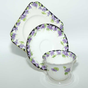 Royal Doulton Violets pattern trio | H3747 | Violets with Black Border