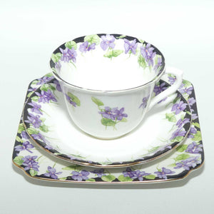 Royal Doulton Violets pattern trio | H3747 | Violets with Black Border