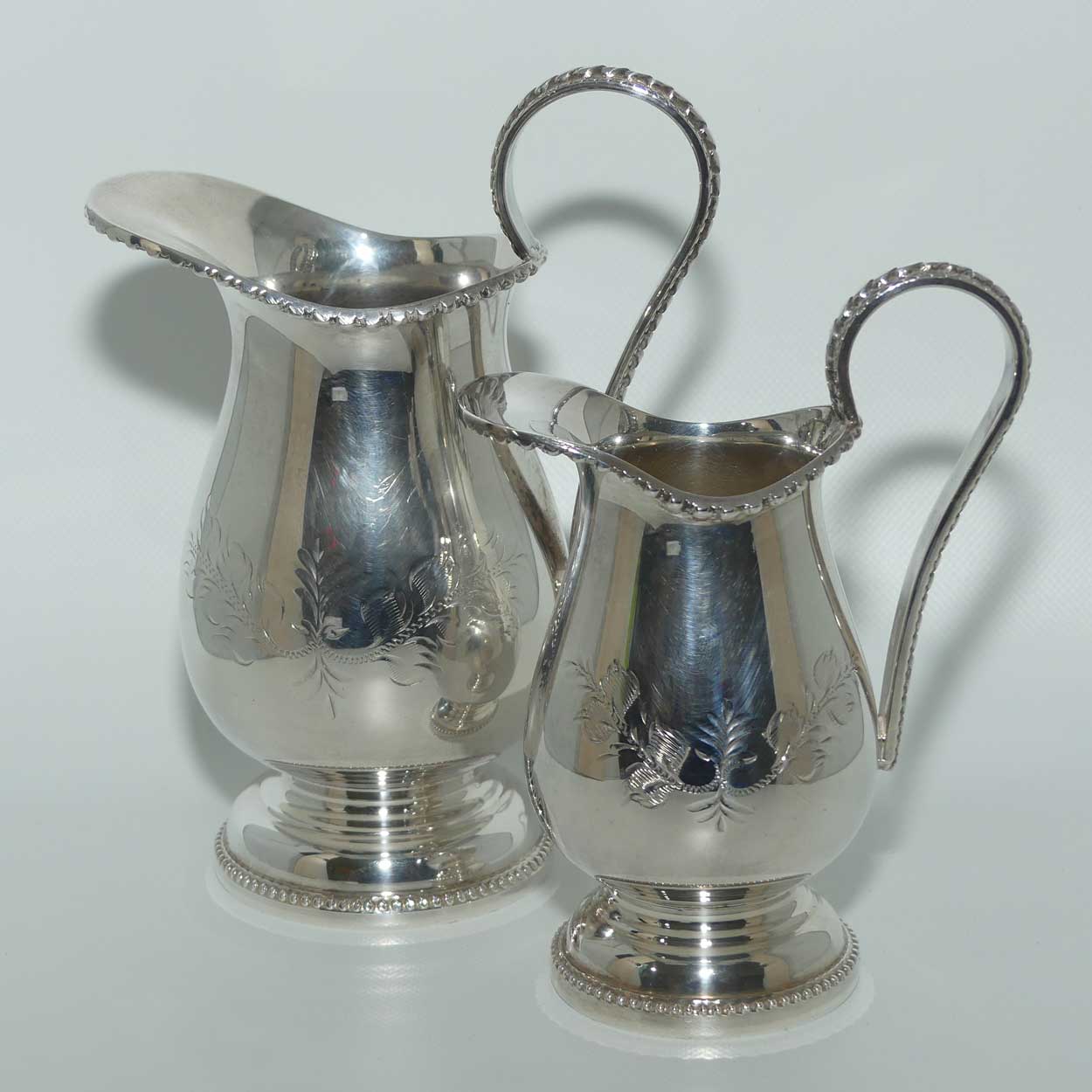 Pair of Walker and Hall silver plated jugs | Milk and Cream