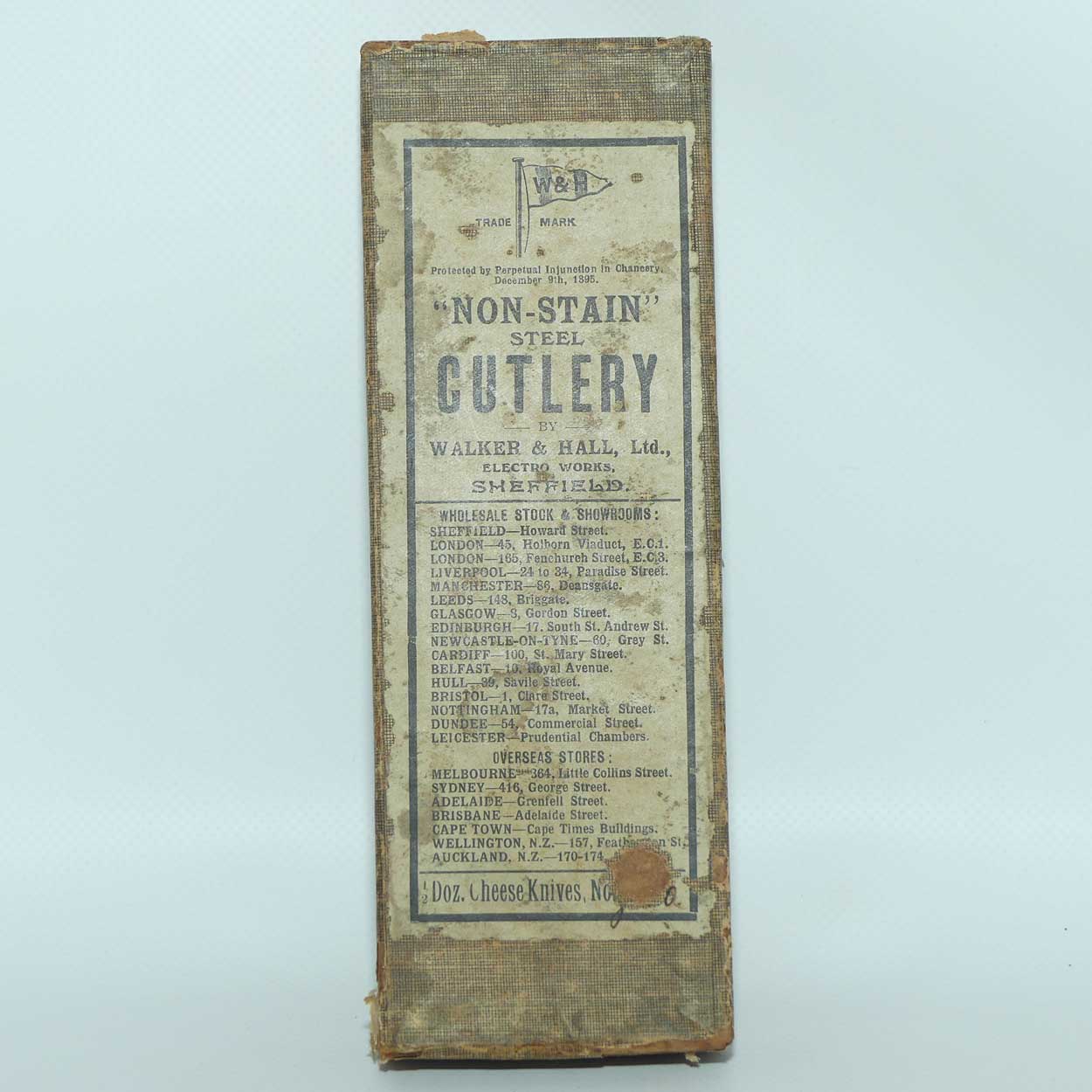 Walker and Hall Faux Bone Handle set of 6 knives | Stainless Blades | 20cm long | boxed