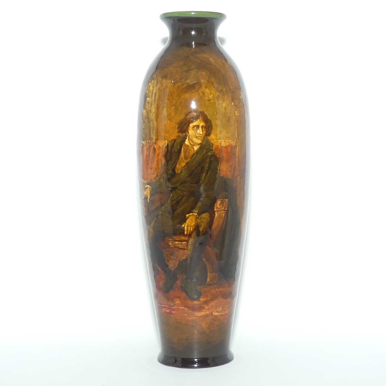 Royal Doulton Holbein glaze hand painted tall vase depicting Hamlet | by W Nunn
