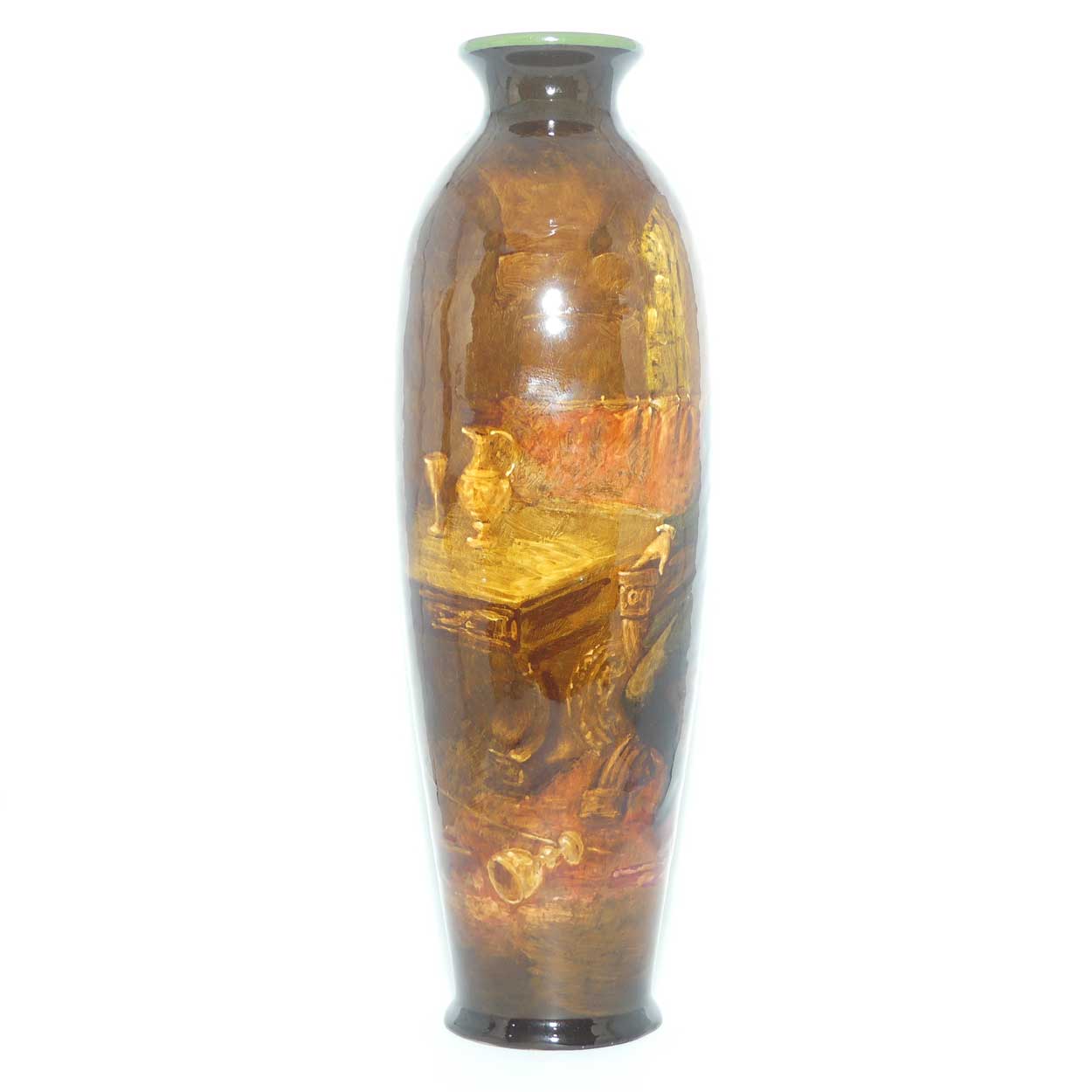 Royal Doulton Holbein glaze hand painted tall vase depicting Hamlet | by W Nunn