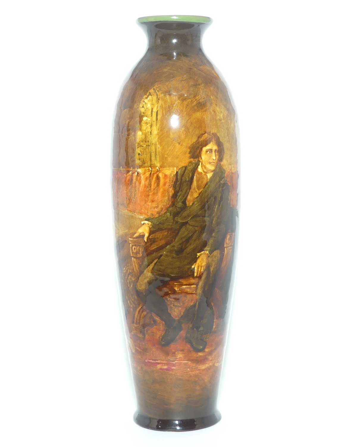 Royal Doulton Holbein glaze hand painted tall vase depicting Hamlet | by W Nunn