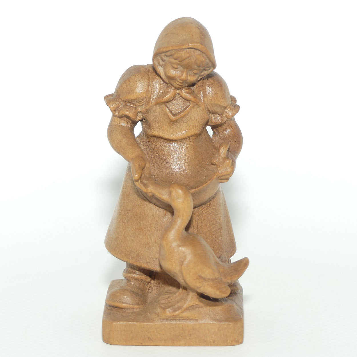 Pair of Wooden finely carved figures of Farm girls | Swiss | by Walter Stahli