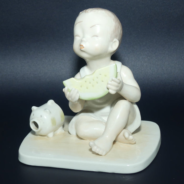 Noritake Pottery Gosaku Kojima Doji Doll series figurine | Boy with Watermelon