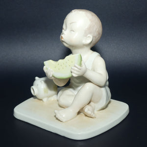 Noritake Pottery Gosaku Kojima Doji Doll series figurine | Boy with Watermelon