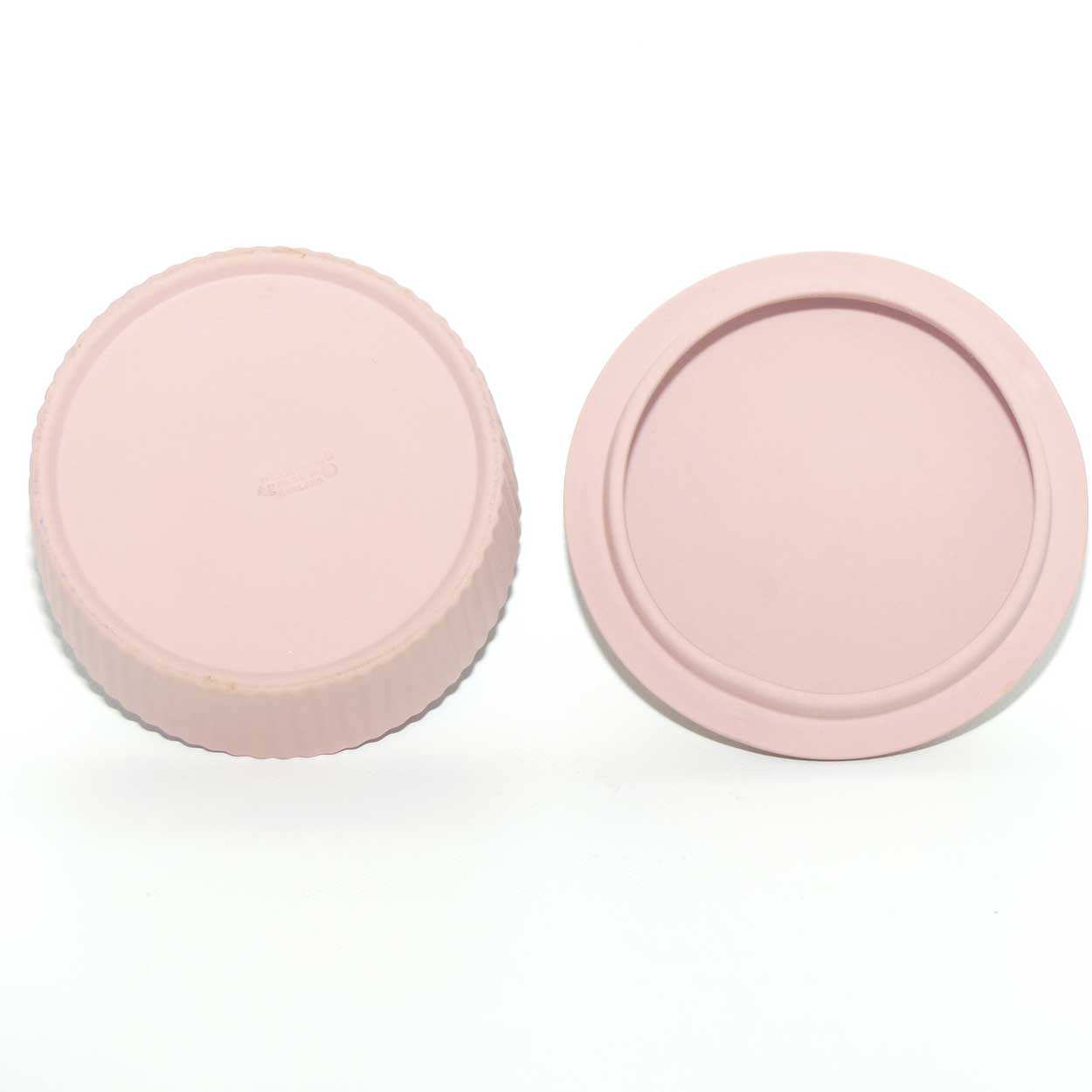 Wedgwood Jasper | White on Pink | Grecian Maidens trinket | Round with Ribbed base