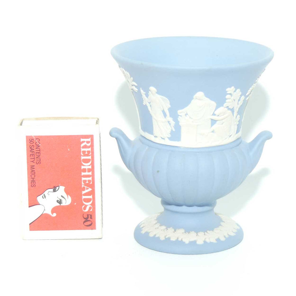 Wedgwood Jasper | White on Pale Blue | Maidens Campagna shape vase | #3